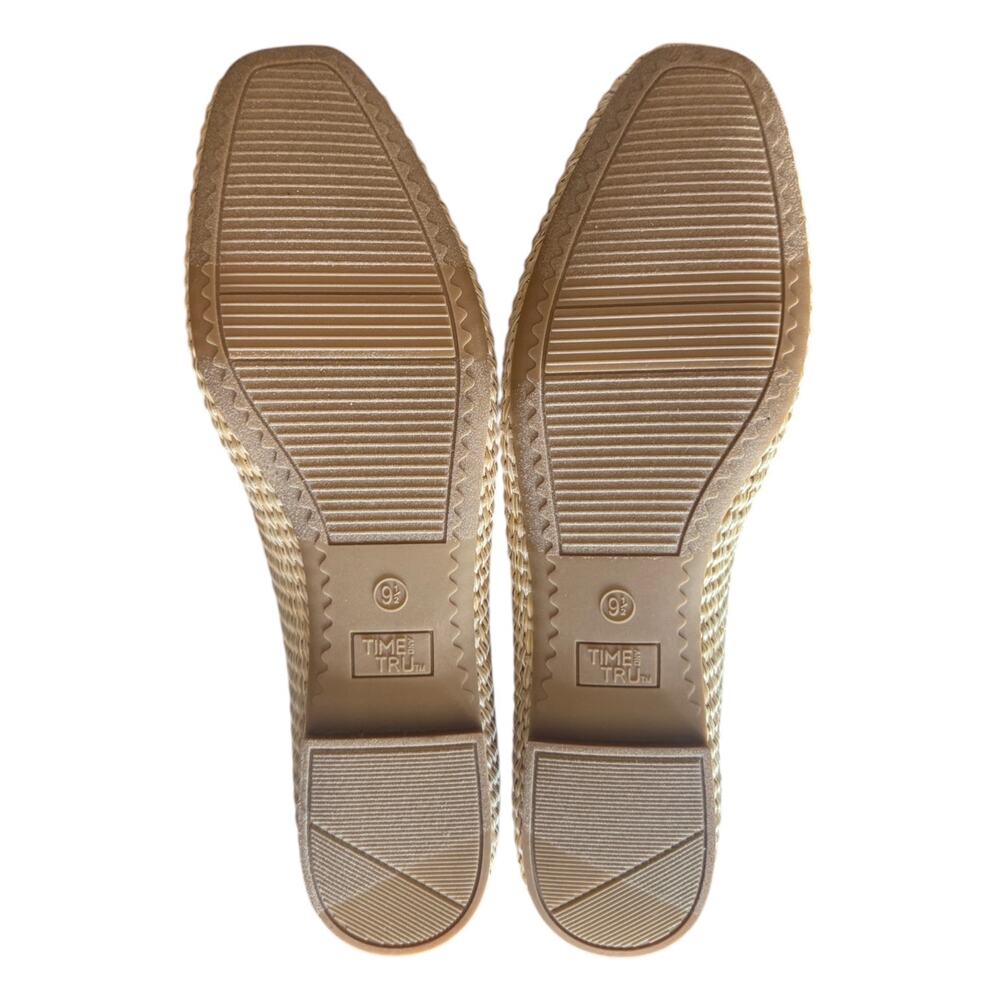 Time & Tru Raffia Bow Ballet Flats Olympia Beige Woven Women's 9.5 M Memory Foam - Picture 10 of 10